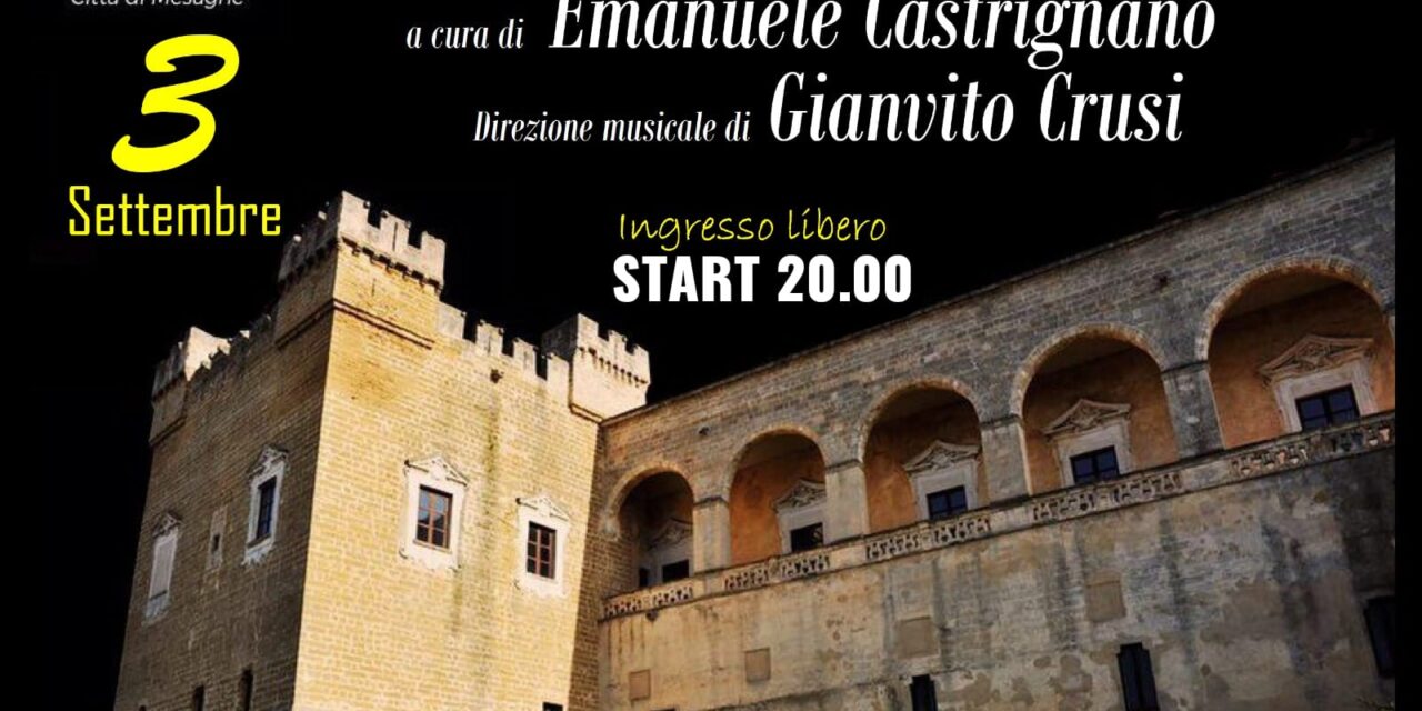 Emanuele Castrignanò racconta la “favola di Mesagne”, sabato 3 settembre nell’atrio del Castello