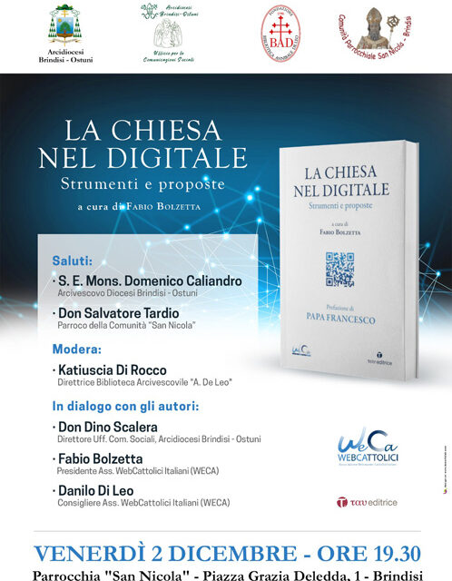 Arcidiocesi Brindisi- Ostuni, a Brindisi la presentazione del libro “La Chiesa nel digitale”