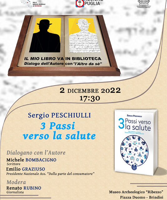 Museo “Ribezzo”, per la rassegna “Il mio libro va in biblioteca. Dialogo dell’autore con l’Altro da sé” il libro “Tre passi verso la salute”