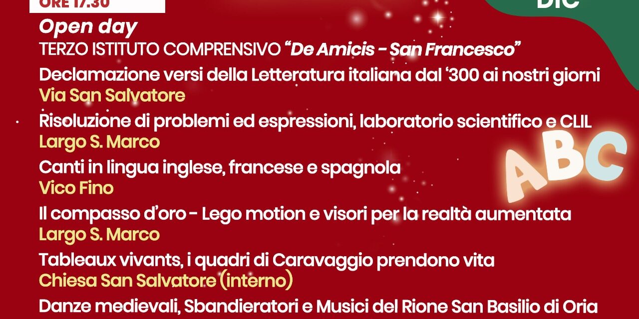 Francavilla Fontana, al via il cartellone di appuntamenti “Incanto di Natale”