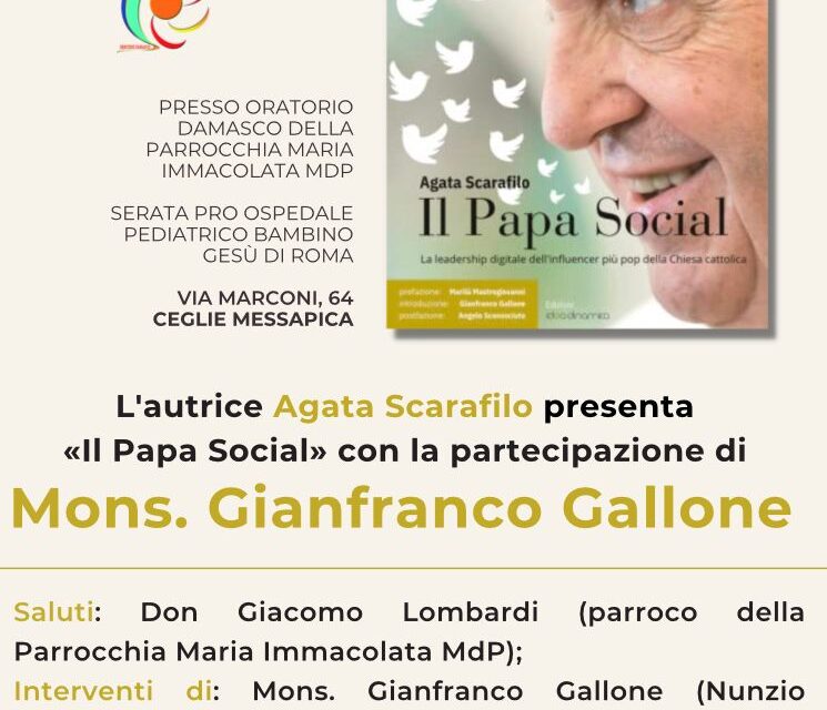 Il Papa social, Agata Scarafilo presenta il suo nuovo libro a Ceglie Messapica