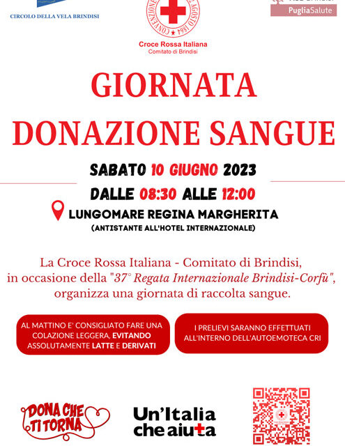 Croce Rossa Italiana e Circolo della Vela Brindisi, giornata per la donazione del sangue