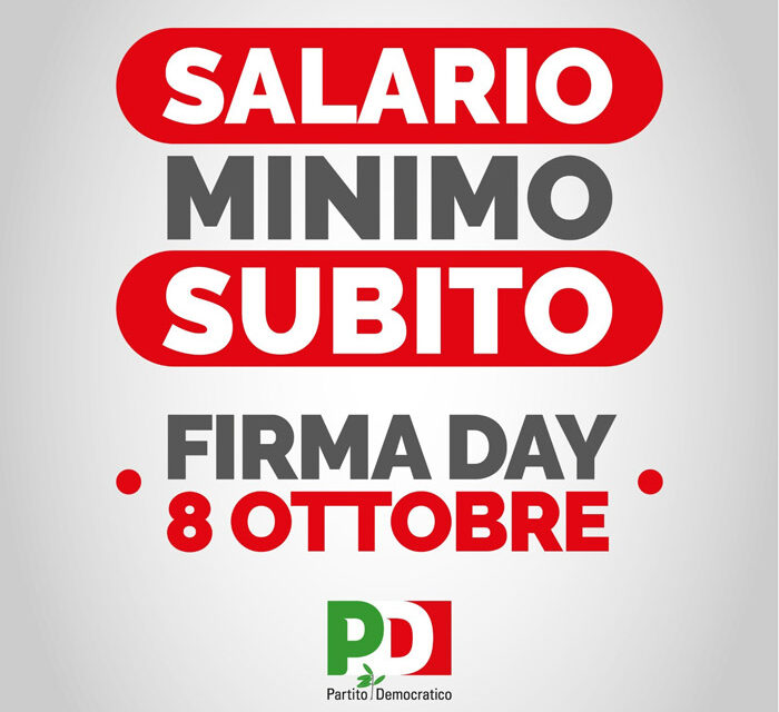 Pd Provinciale di Brindisi, domenica 8 ottobre la raccolta firme per l’introduzione del Salario Minimo