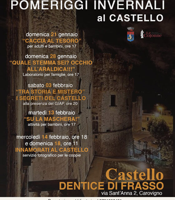 La magia del Castello di Carovigno nei pomeriggi invernali. Tante iniziative per il mese di  gennaio e febbraio