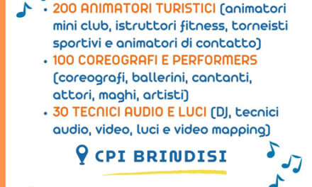 ARPAL Puglia – Centro per l’impiego di Brindisi e Much More Soc. Cop organizzano una giornata di selezione nel settore del turismo e dell’intrattenimento