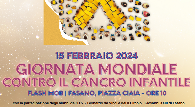 Fasano, giornata mondiale contro il cancro infantile, in piazza Ciaia un flashmob per celebrare l’evento