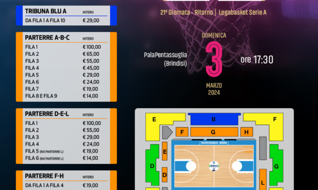 In vendita i biglietti per il match Brindisi-Cremona