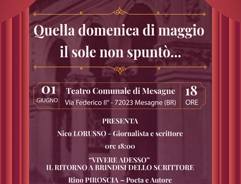 Al Teatro Comunale di Mesagne sabato 1 giugno “Cento anni di te” un evento che combina emozione, musica e poesia in occasione del ritorno nel brindisino di Rino Piroscia