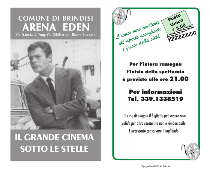 Cinema, con l’estate torna la programmazione dell’Arena “Eden” di Brindisi