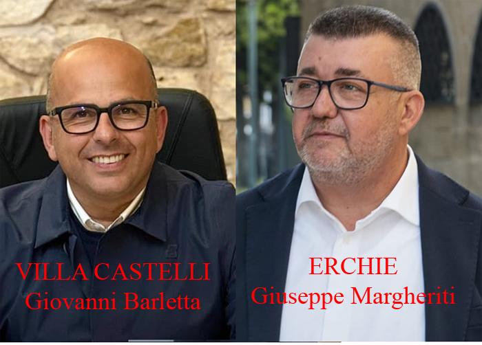 Amministrative provincia di Brindisi, a Villa Castelli confermato sindaco Giovanni Barletta, a Erchie quarto mandato per Giuseppe Margheriti