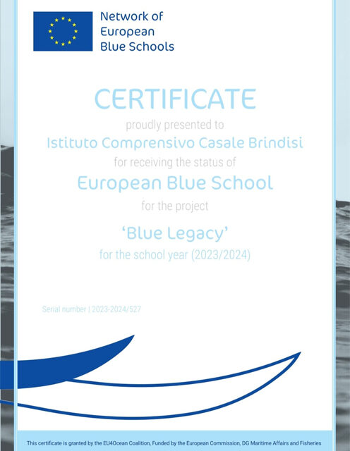 Brindisi, l’Istituto Comprensivo Casale entra nell'”European Blue School Network”, un riconoscimento che la proietta verso l’educazione scientifica marina