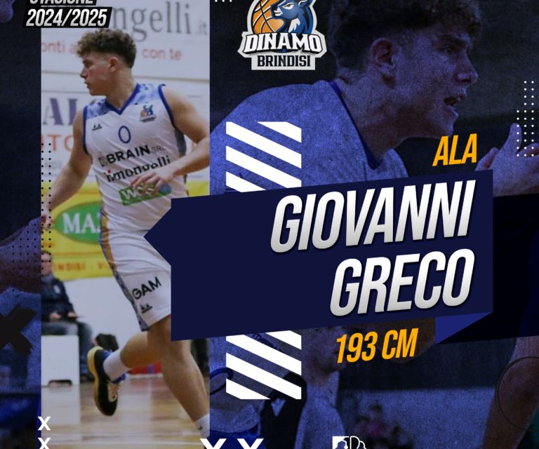 Basket, Giovanni Greco confermato nel roster della Dinamo Brindisi