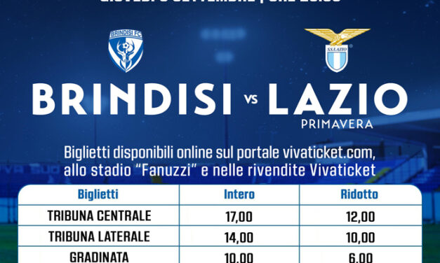 Calcio, Amichevole Brindisi Fc – Lazio Primavera, i prezzi dei biglietti