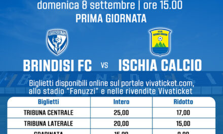 Calcio, Serie D Girone H, prima giornata Brindisi FC – Ischia Calcio, al via la vendita dei biglietti