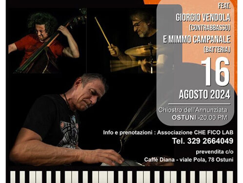 Ad Ostuni, l’associazione Che Fico Lab, organizza il concerto di musica jazz con il Michele Fazio Trio