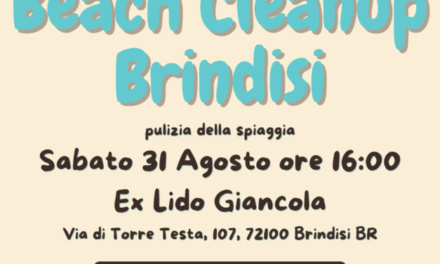 Beach Cleanup Brindisi per la pulizia della spiaggia di Torre Testa (ex lido Giancola)