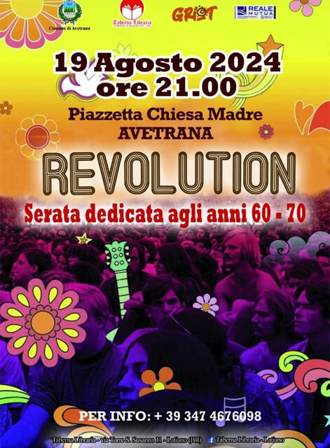 Revolution! Dalla Provincia di Brindisi a quella di Taranto, il 19 agosto debutto ad Avetrana per l’evento targato Taberna Libraria