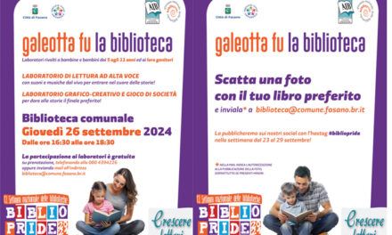 Fasano, al via la 13ª edizione del Bibliopride per «Crescere lettori»