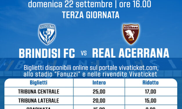 Calcio Serie D Girone H, 3.a Giornata, in vendita i biglietti di Brindisi FC – Real Acerrana: