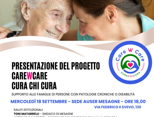 Auser Mesagne ospita pa presentazione delle attività del progetto “Carewcare – Cura chi cura”, insieme per i caregiver