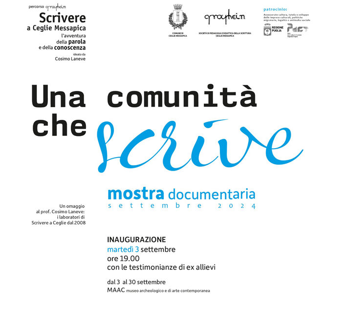 Ceglie Messapica, mostra documentaria “Una Comunità che SCRIVE” a partire dal 3 settembre