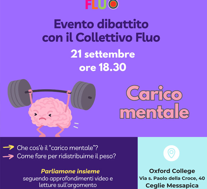 Evento dibattito “Carico Mentale”, appuntamento presso Oxford College di Ceglie Messapica il 21 settembre