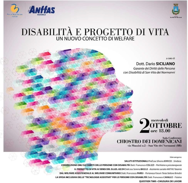 A San Vito dei Normanni il convegno “Disabilità e progetto di vita – un nuovo concetto di welfare”