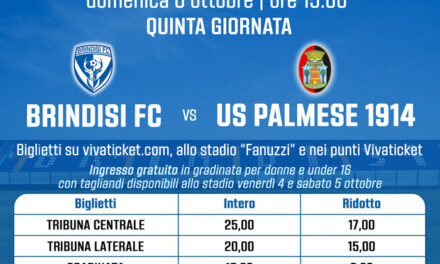 Calcio, Serie D Girone H, Brindisi FC – Palmese 1914, disponibili i biglietti