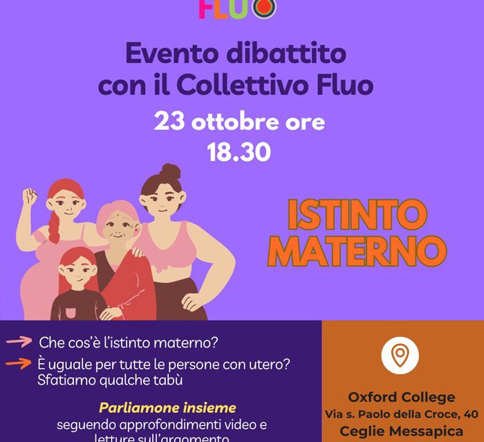 Evento dibattito “Istinto materno” a Ceglie Messapica il 23 ottobre