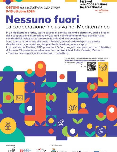 Ostuni, fino al 13 ottobre 2024, la VIII edizione del Festival della Cooperazione Internazionale con tema “Nessuno Fuori: La cooperazione inclusiva nel Mediterraneo”