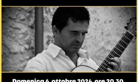 Concerto di chitarra del M° Antonio Molfetta, domenica 6 ottobre al Teatro di Mesagne