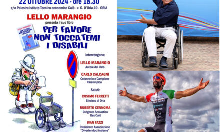 All’Ites “Calò” di Oria Lello Marangio con il suo nuovo libro e il Colonnello Carlo Calcagni per un evento su inclusione, disabilità e l’insegnamento del “mai arrendersi”