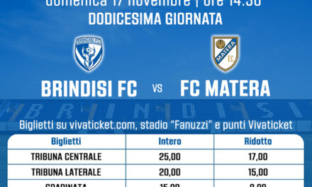 Serie D Girone H, Brindisi FC – FC Matera: non più di 200 tifosi del Matera al “Fanuzzi”