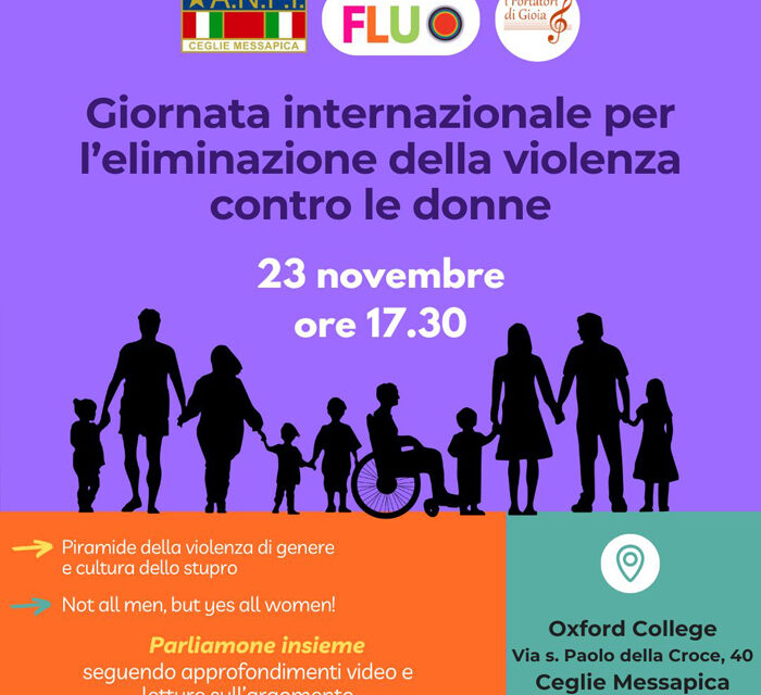 Ceglie Messapica, evento dibattito “Giornata Internazionale per l’eliminazione della violenza contro le donne”