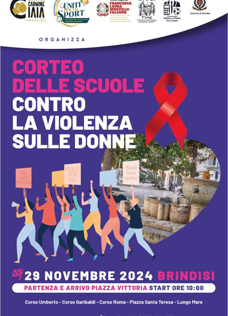 Violenza sulle donne, un corteo nel centro storico con le scuole ed incontro diretto degli studenti col team di esperti, doppio appuntamento per il Progetto Educativo del Presidente Carmine Iaia con le associazioni della ASCR “Uniti per lo sport”