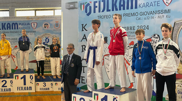 Karate, i piccoli gladiatori della Metropolitan Karate Brindisi in evidenza, al PalaPertini di Noicattaro un Oro e 4 bronzi