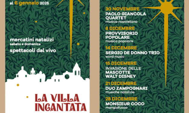 Ostuni si veste a festa, “La Villa Incantata” illumina il Natale, a Villa “Pertini” batterà forte il cuore del Natale di Ostuni con mercatini, luci, musica e spettacoli per tutta la famiglia