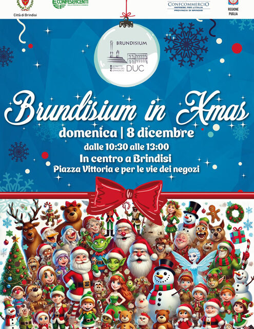 Brundisium in Xmas, 8 dicembre, evento di Natale promosso dal Distretto Urbano del Commercio di Brindisi