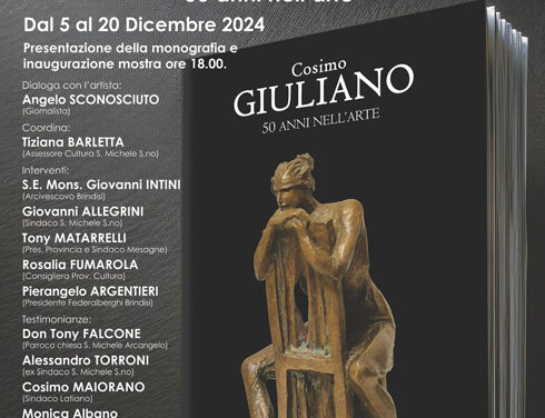 San Michele Salentino, dal 5 al 20 dicembre mostra del maestro Cosimo Giuliano