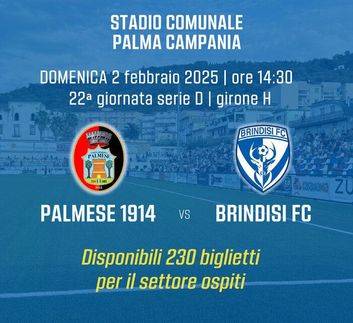 Calcio Serie D Girone H, US Palmese 1914 – Brindisi FC: online i biglietti per i tifosi ospiti