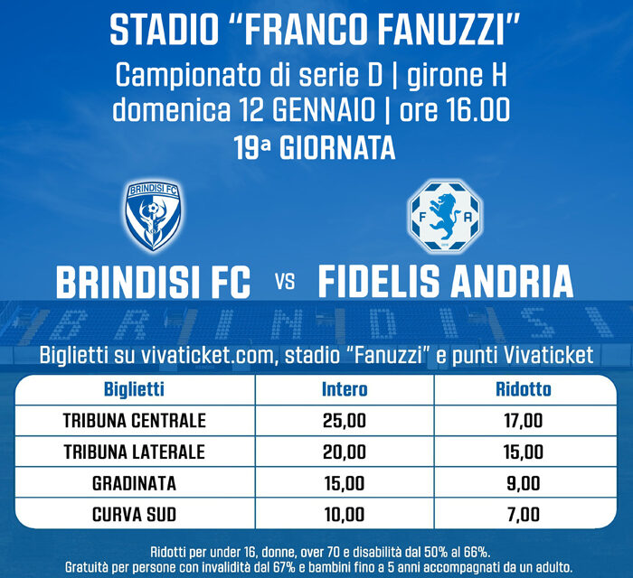 Calcio, Serie D Girone H, Brindisi FC – Fidelis Andria: trasferta vietata ai tifosi ospiti