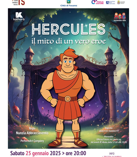 Rassegna Kids, al Teatro Sociale di Fasano si parte con “Hercules – Il mito di un  vero eroe”