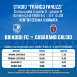 Calcio Serie D Girone H, Brindisi FC – Casarano Calcio, trasferta vietata ai tifosi rossazzurri