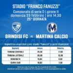 Calcio Serie D Girone H, Brindisi FC – Martina Calcio 1947, i biglietti. Trasferta vietata ai tifosi martinesi