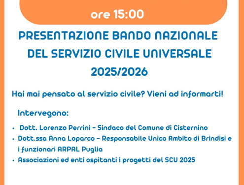 Cisternino, presentazione bando Servizio Civile Universale 2025