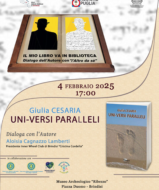 “Il mio libro va in biblioteca. Dialogo dell’autore con l’Altro da sé”. Al Museo Ribezzo si presenta il libro “UNI-VERSI PARALLELI” di Giulia Cesaria