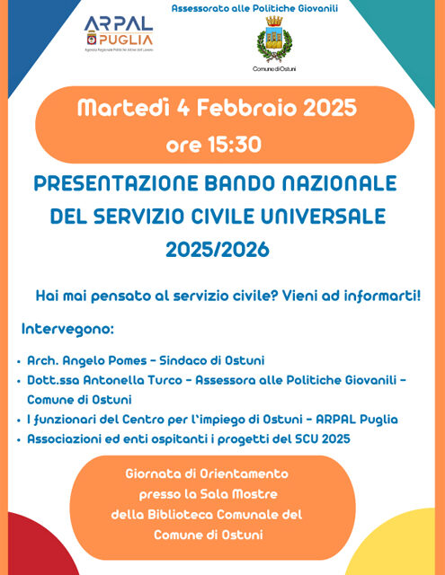 Bando Servizio Civile Universale: nuove opportunità per i giovani a Fasano e Ostuni