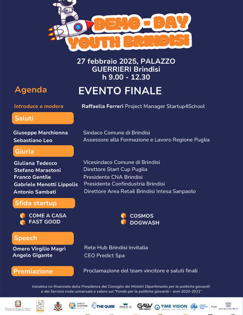 YOUTH BRINDISI Le idee diventano impresa: il demo day finale a Palazzo Guerrieri 27 febbraio 2025