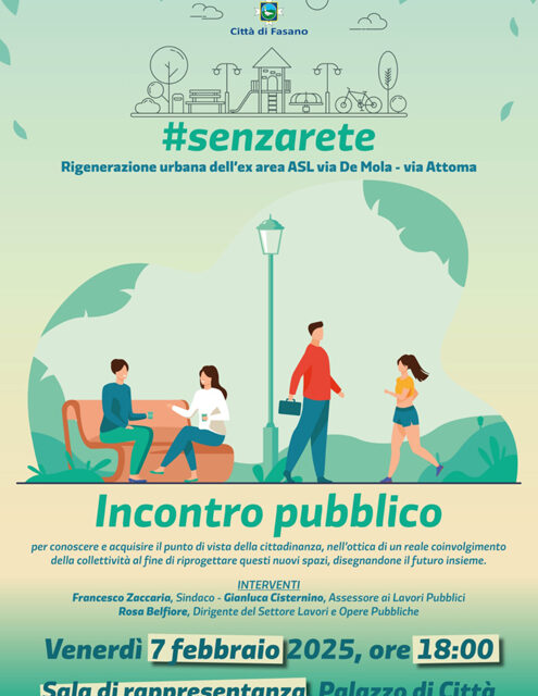 Fasano, progetto #senzarete, venerdì 7 febbraio un incontro  pubblico a Palazzo di Città