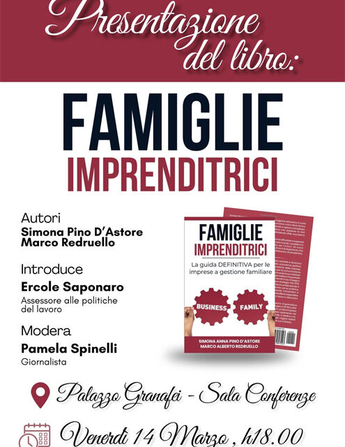 Brindisi, presentazione libro Famiglie Imprenditrici, il 14 marzo a Palazzo Nervegna